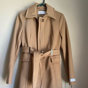 Calvin Klein Women Wool Coat in Camel
